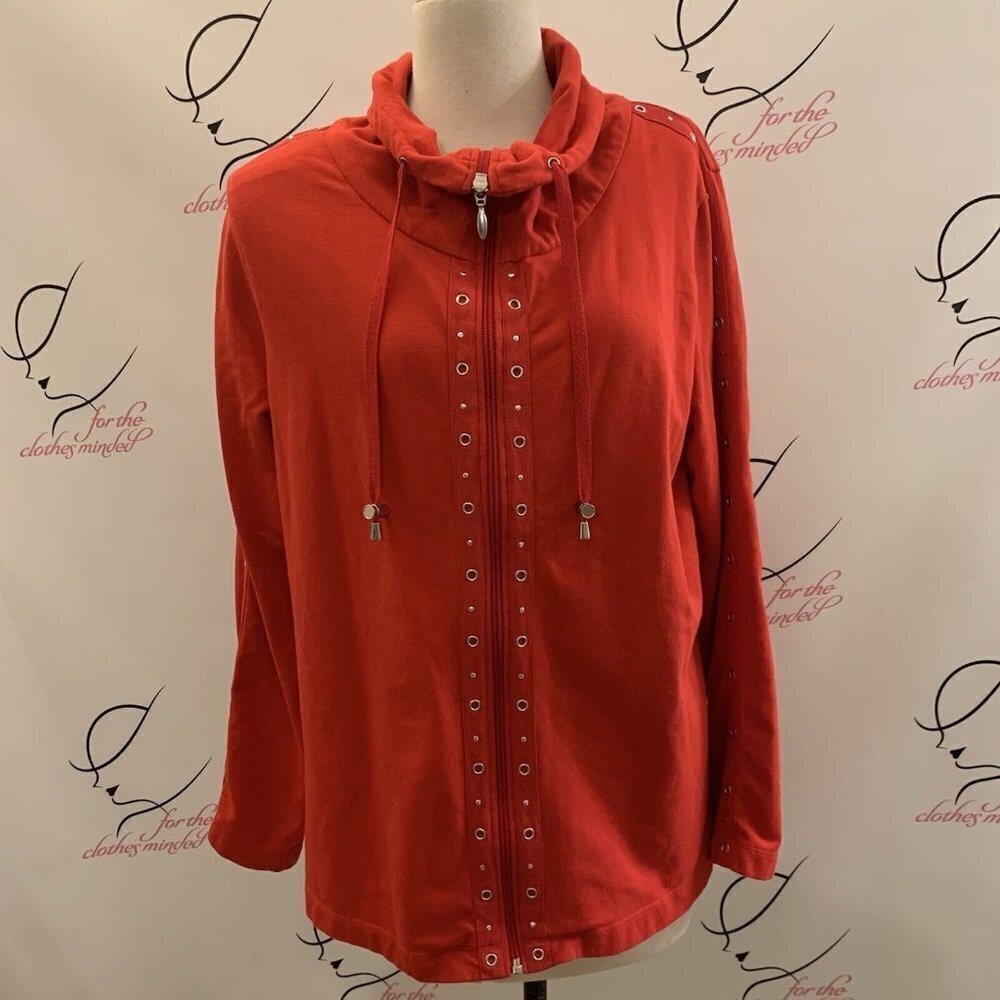 Westbound. Size Large. Cotton Sweatshirt Jacket Cardigan. Studded. Zip. B12